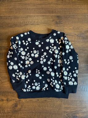jumping beans Black Sweatshirt with White Daisy Print